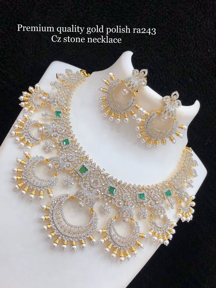 Gold Polish Designer Necklace Set