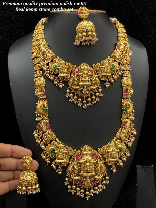 Real Kemp Stone Gold plated necklace Set