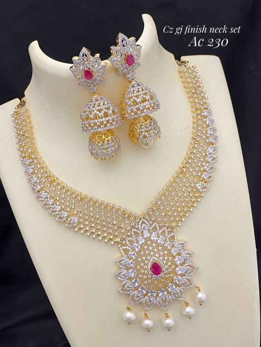 CZ Stone Diamond Necklace Set
