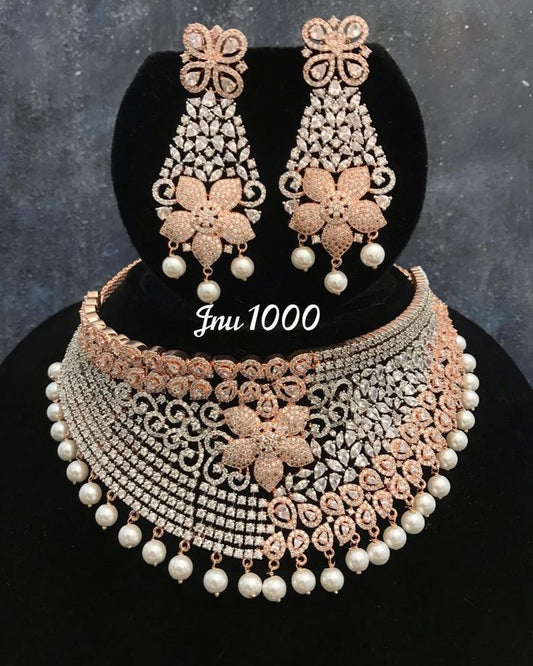 Rose Designed Combo Necklace Set